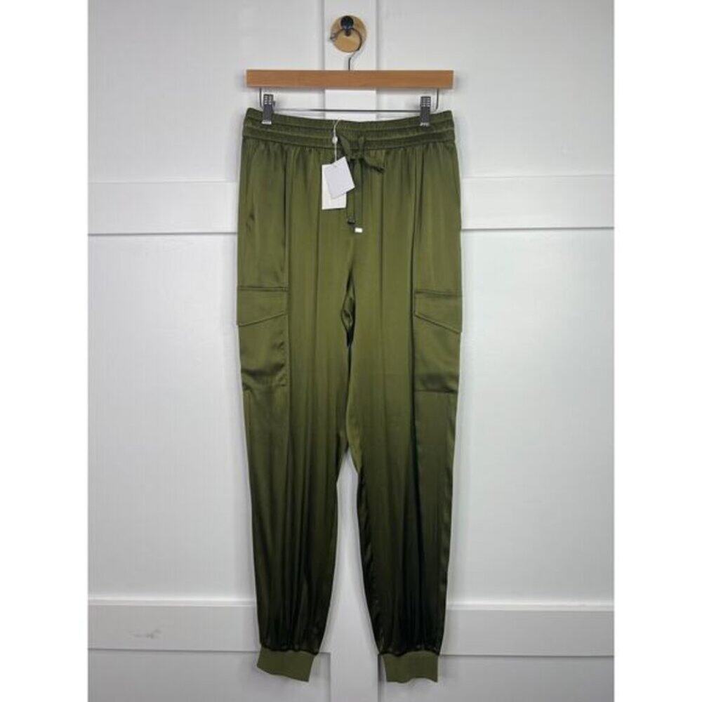 NWT Cami NYC Elsie Silk Drawstring Tea Leaf Green Cargo Elastic Jogger Pant - Picture 2 of 8